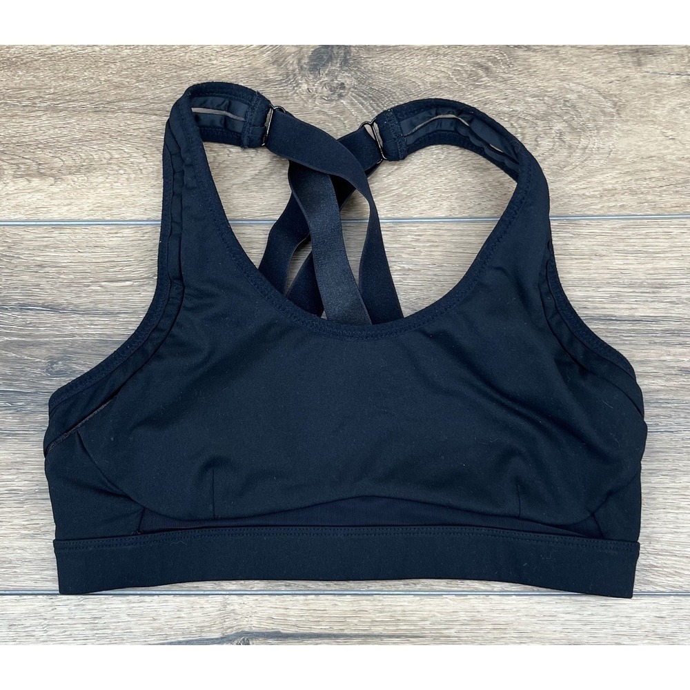 Fabletics Strappy Sports Bra Size‎ Medium Black Racerback High Impact Gym